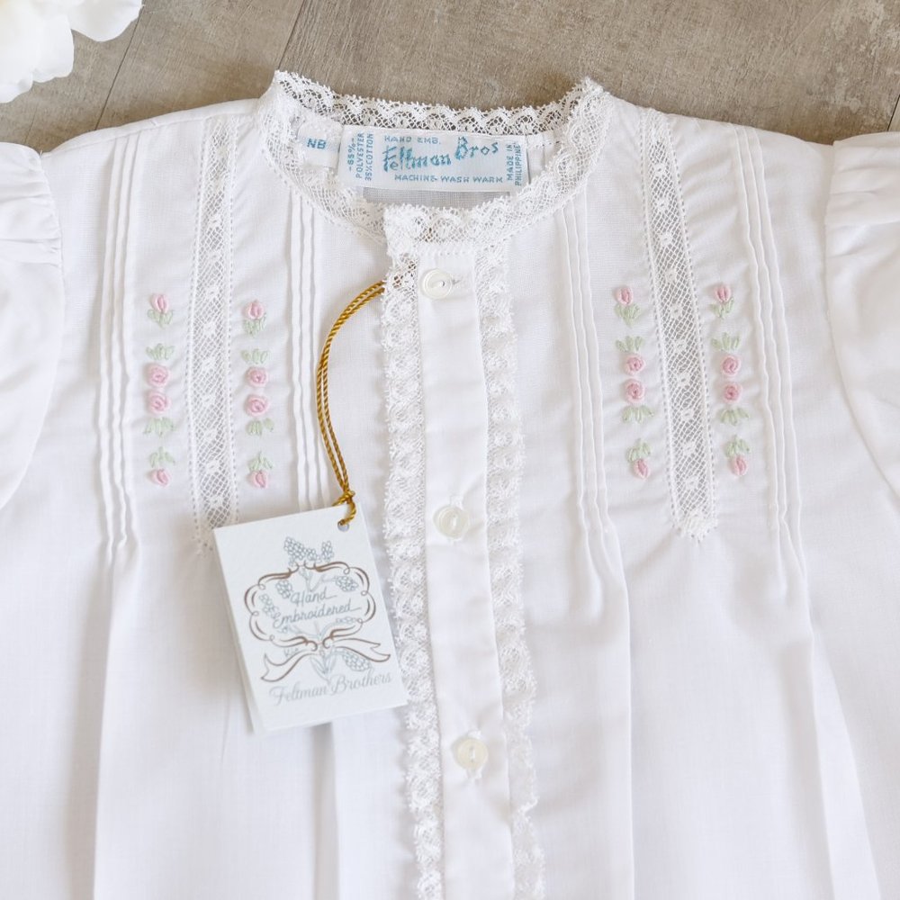 Newborn White Dress Day Gown Feltman Brothers Coming Home Outfit Portraits NWT - Picture 2 of 5
